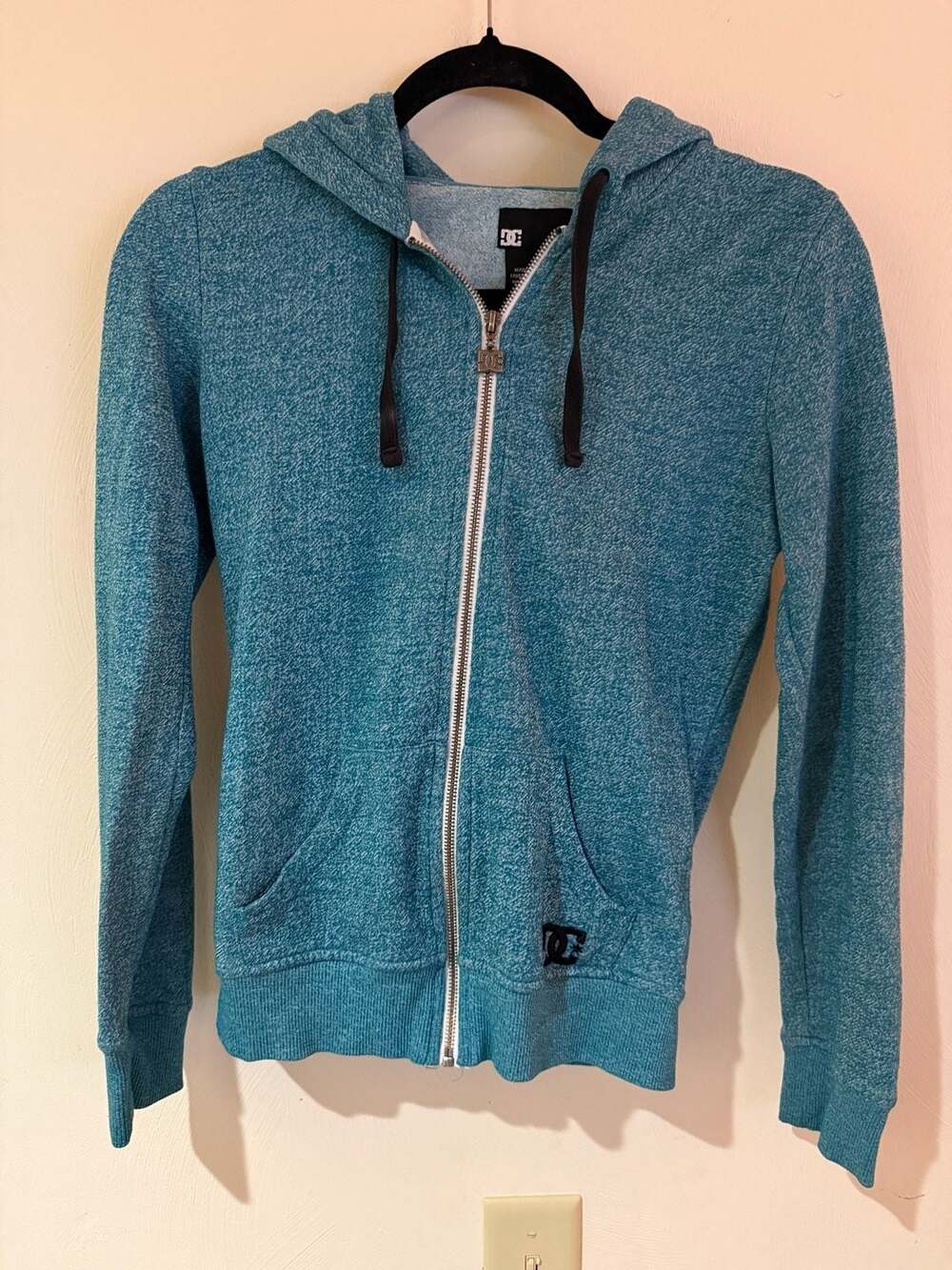 DC Shoes Womens Small Teal Heather Full Zip Hoodie Y2K Skate Skateboard Jacket